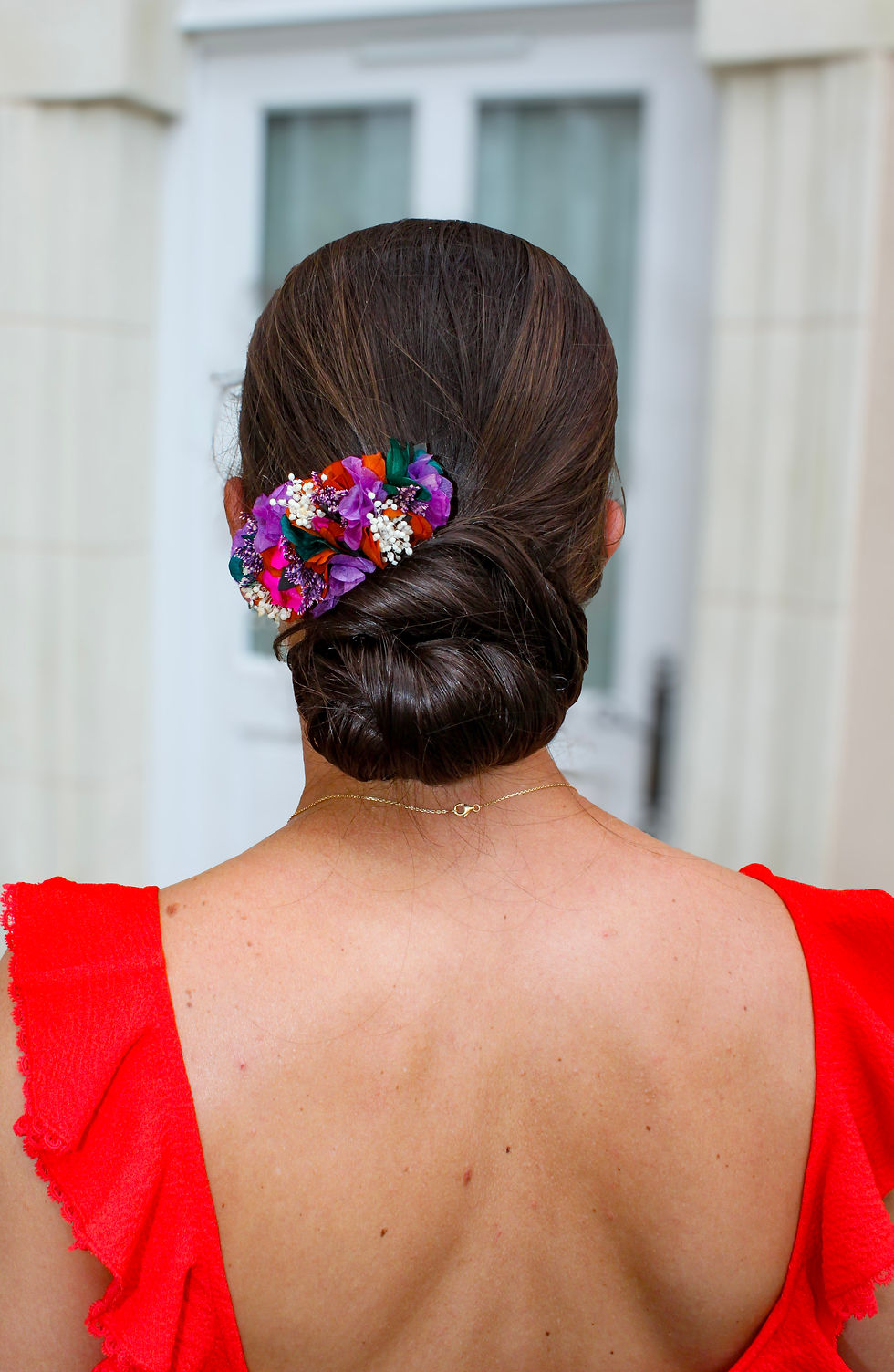 Miniature : Peigne Peyrun violet, orange, vert, bougainvillier et blanc