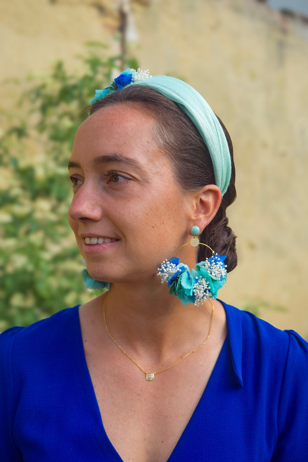 Miniature : Boucles d'oreilles Laloubère bleues, vertes, turquoises et blanches