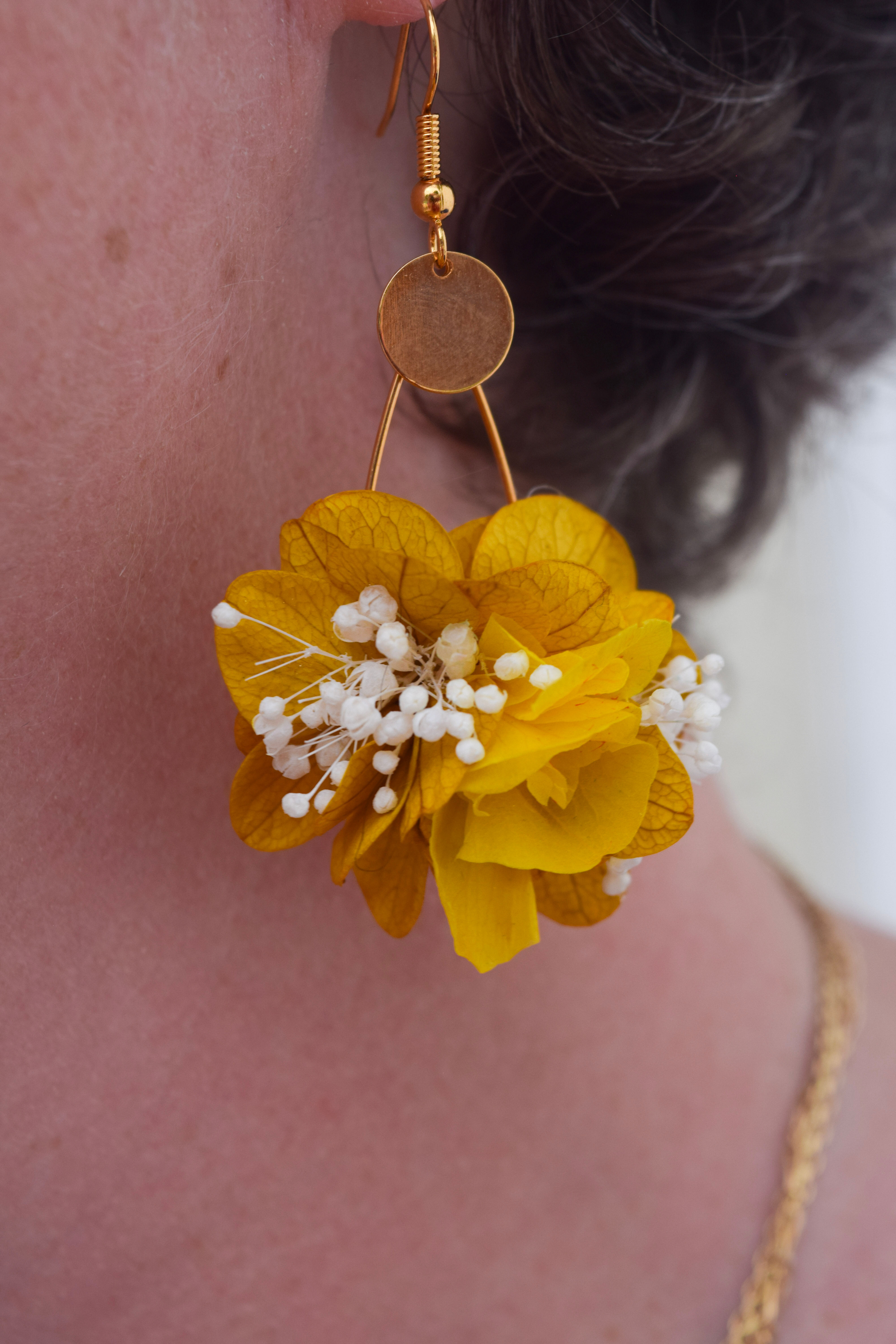 Boucles d'oreilles Petites Sénac jaunes et blanches