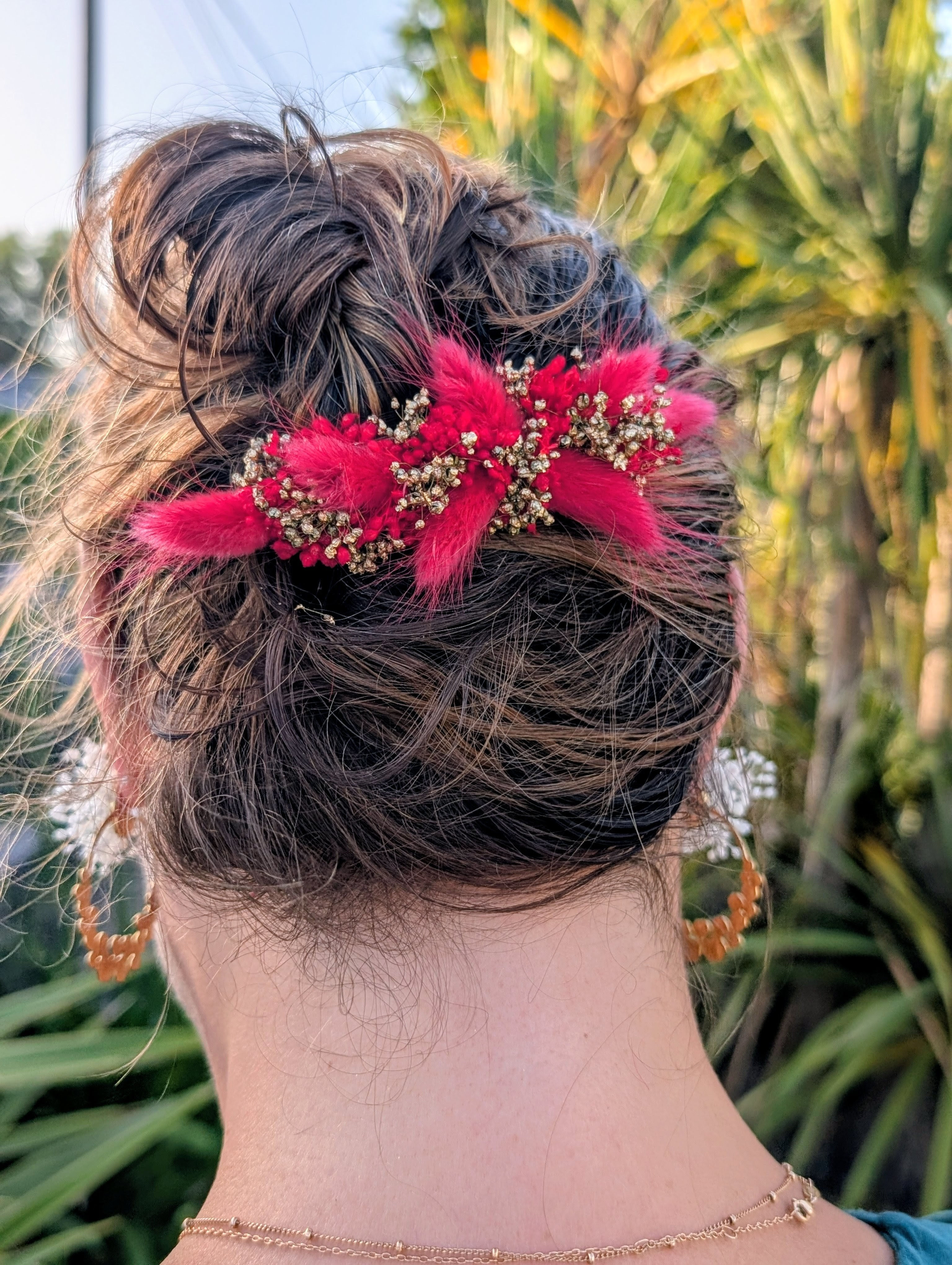 Barrette Izaux rouge et dorée