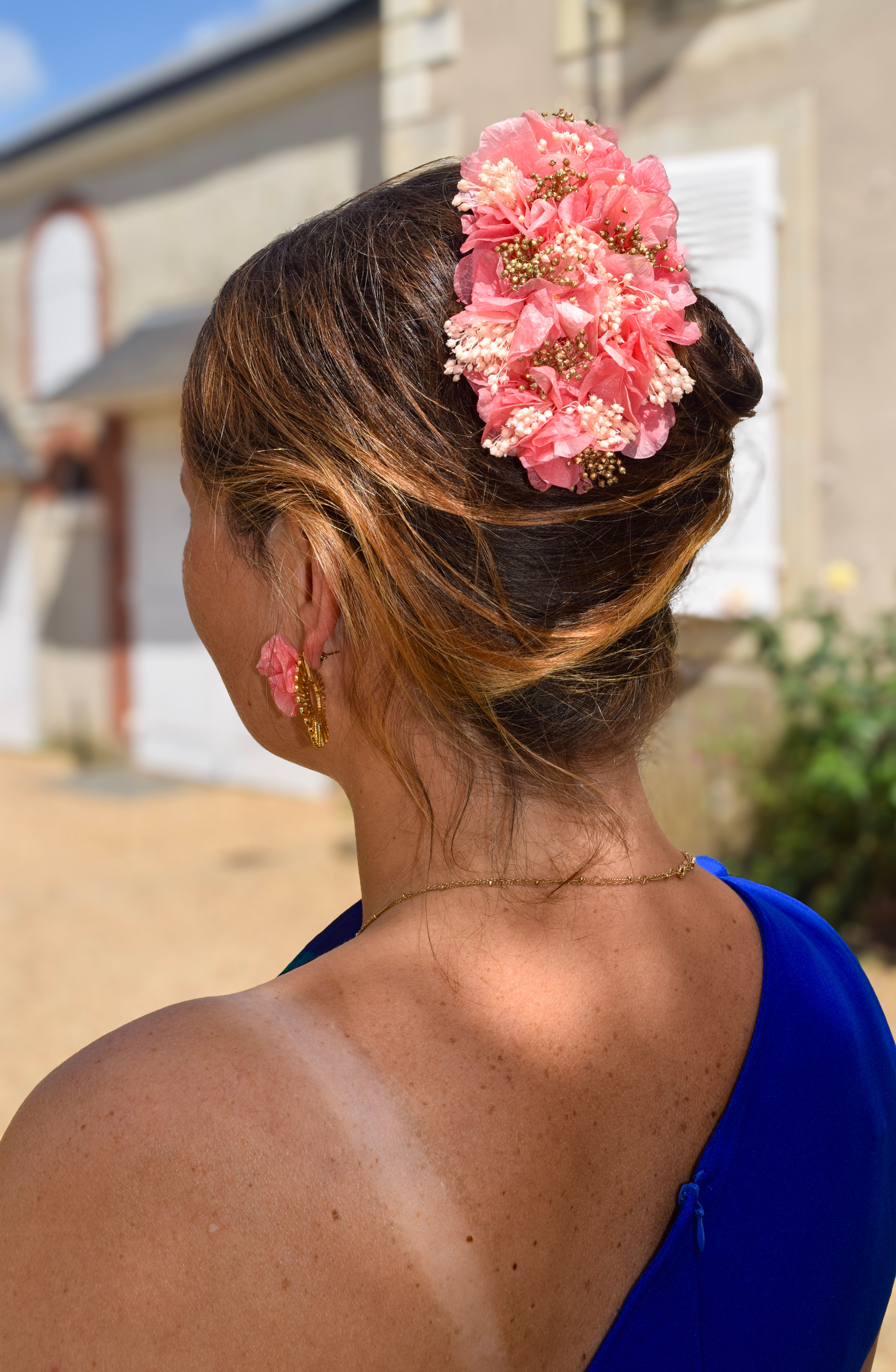 Barrette Ibos rose et dorée