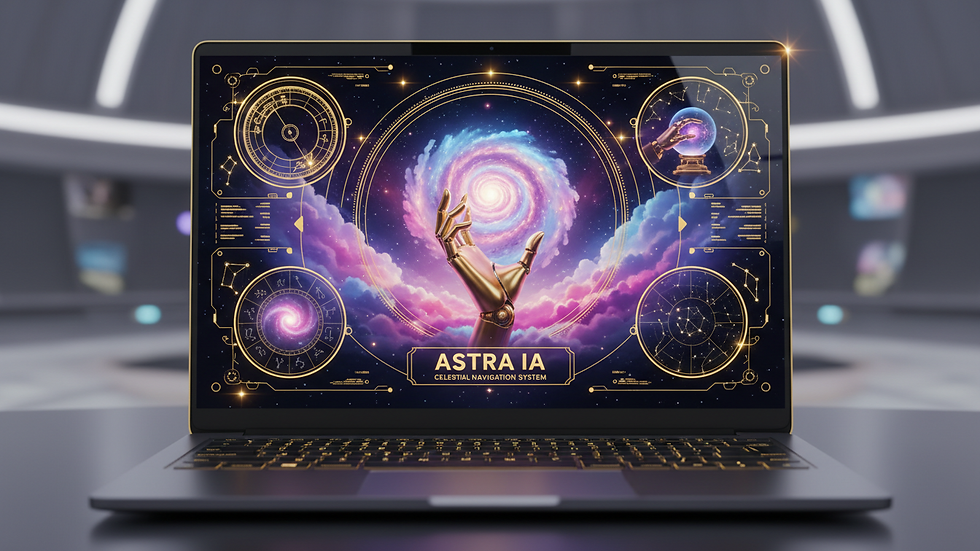 Eye-level view of a laptop displaying an astrological AI interface