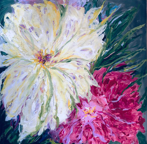flores, negro, arte, acrílico, blanco, politec,
