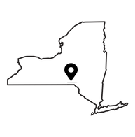 Burr Truck Push Pin Location on New York State Map Located in Southern Tier of Central New York