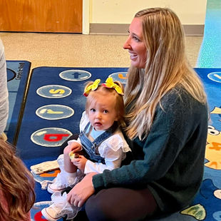 Tiny Tots Caregiver With Student | Tiny Toys Program | Chenango Valley Nursery School Tiny Tots Program