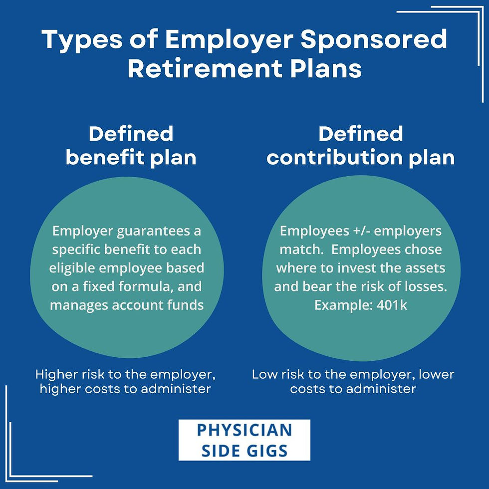 The difference between a defined benefit plan vs a defined contribution plan