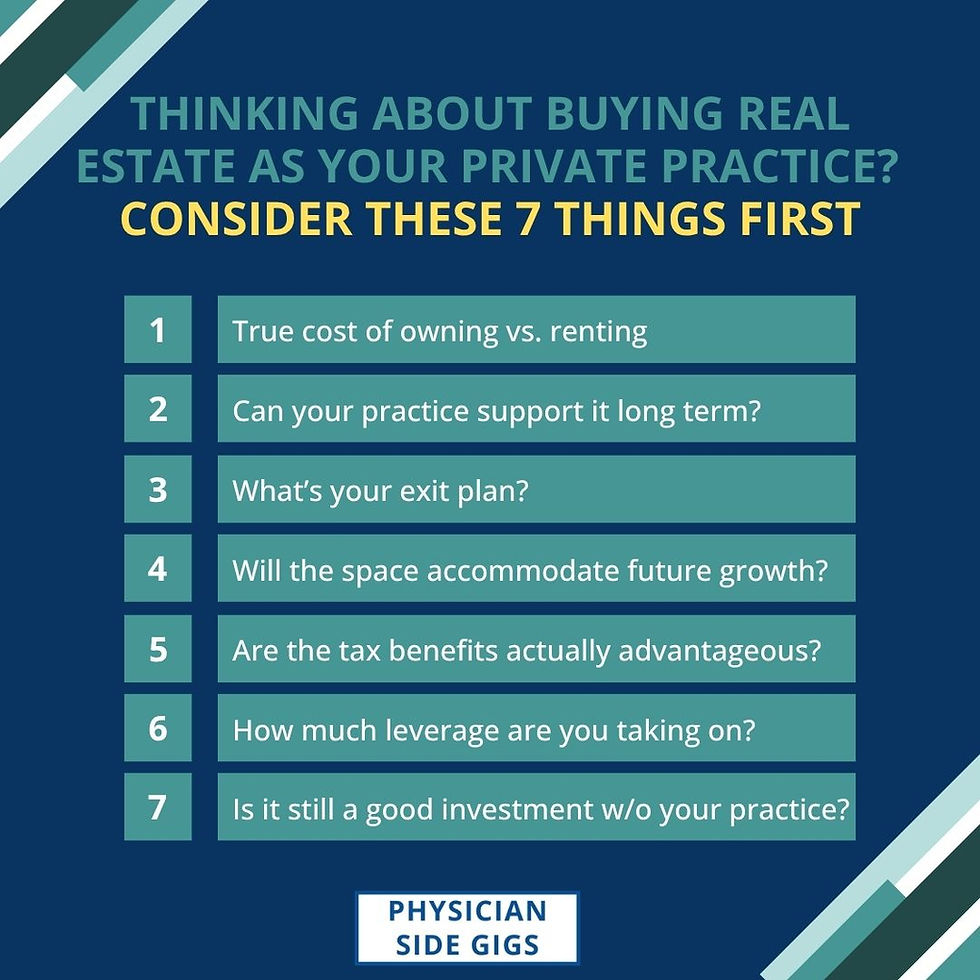 Thinking about buying real estate as your private practice? Consider these 7 things first