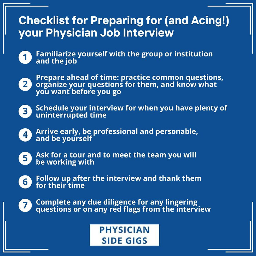 Guide with tips to help doctors nail their physician job interview