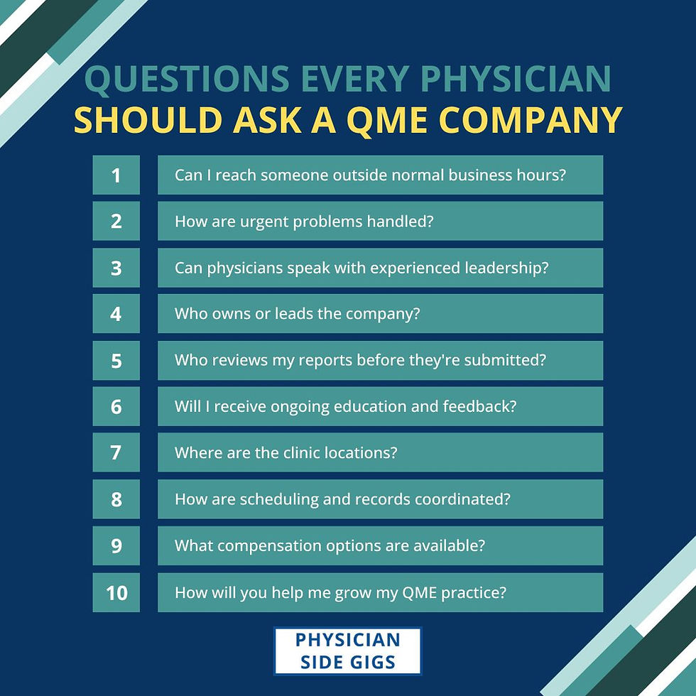 10 questions every physician should ask a QME company before working with them