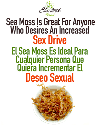 Miniatura: Sea Moss text promoting increased sex drive, written in English and Spanish, Sea Moss Me Now.
