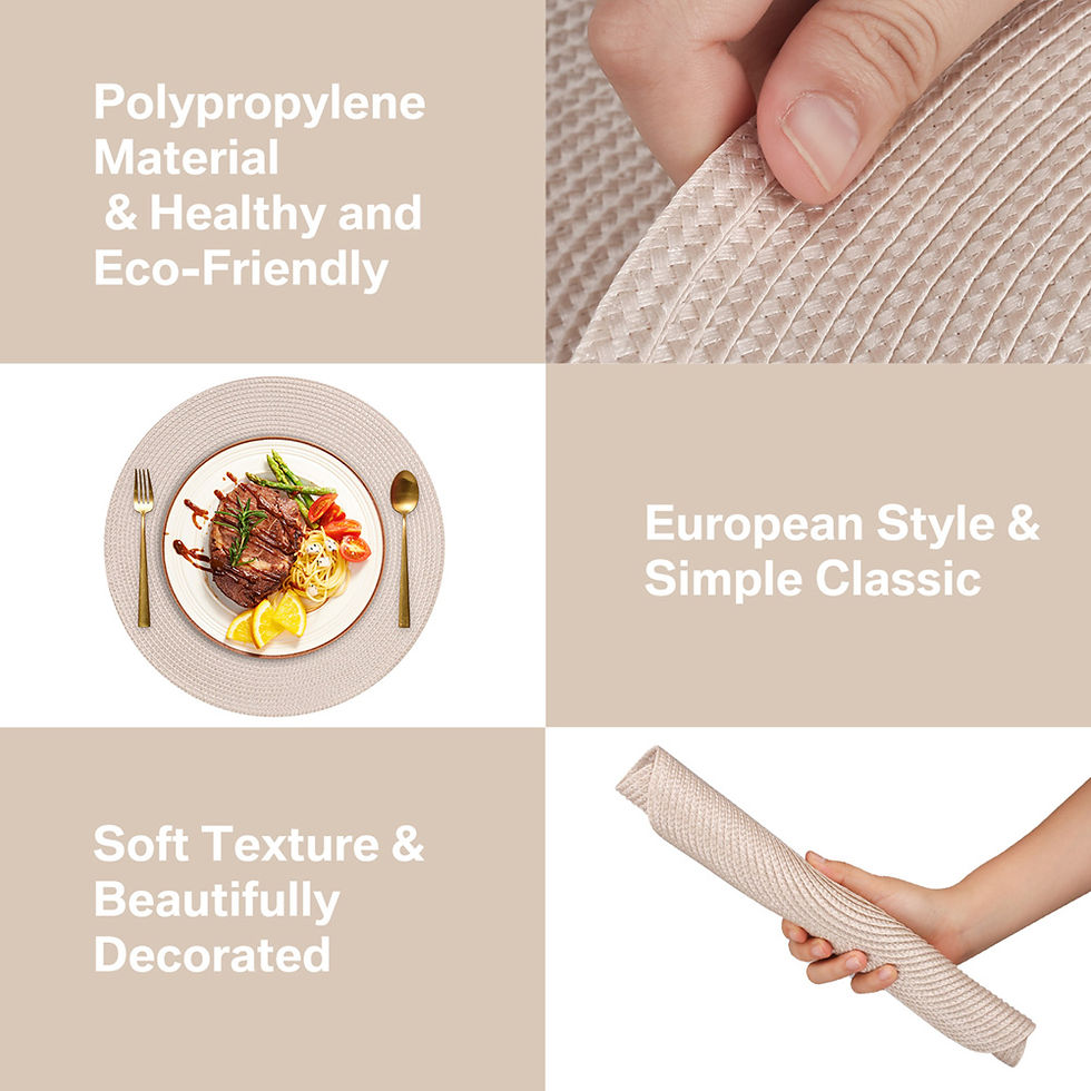 Miniatura: Set of 6 Round Braided Placemats 34CM Table Mats for Dining Tables Christmas Hal