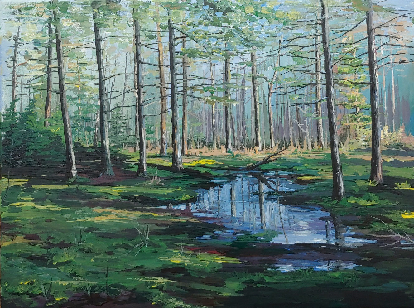 Deep in the forest.  Acrylic on canvas. Size 24/18