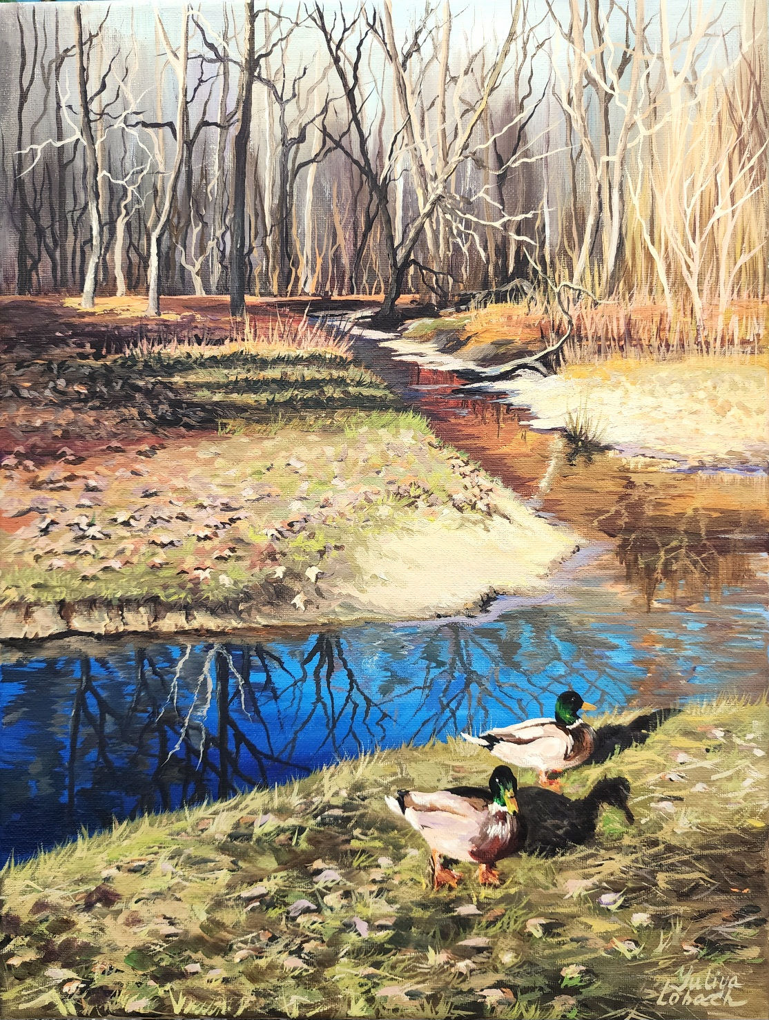 Sunny  warmth on a cold day. Acrylic on canvas. Size 12/16