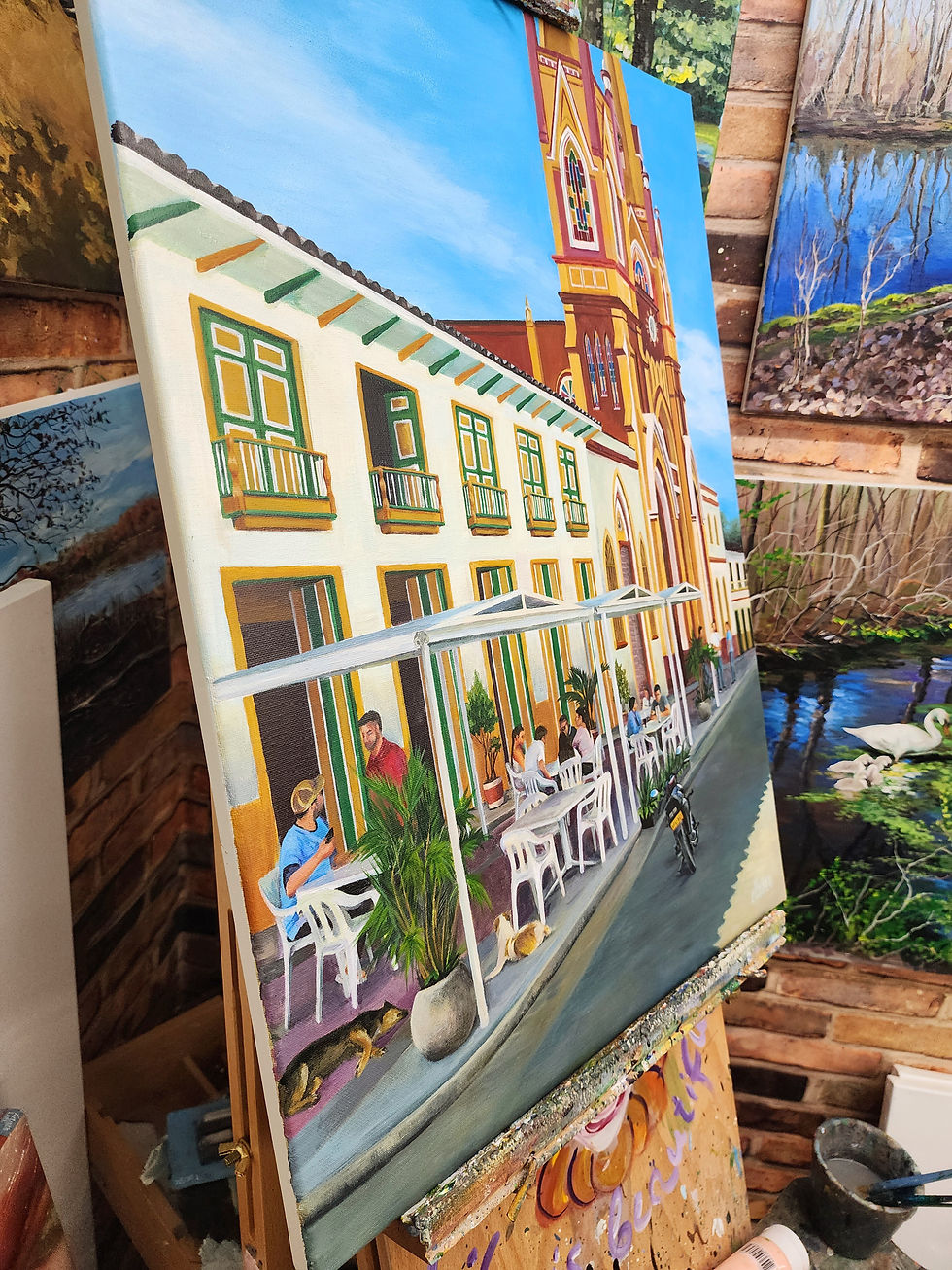 Thumbnail: Plaza of flavors and traditions.  Acrylic on canvas size 18/24