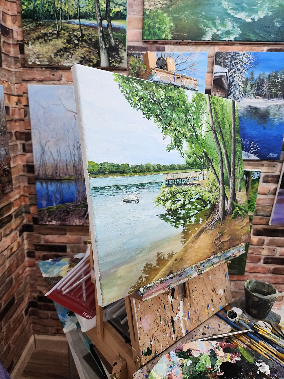 Thumbnail: Summer by Hempstead Lake.2024. Acrylic on canvas. 20/16 inches