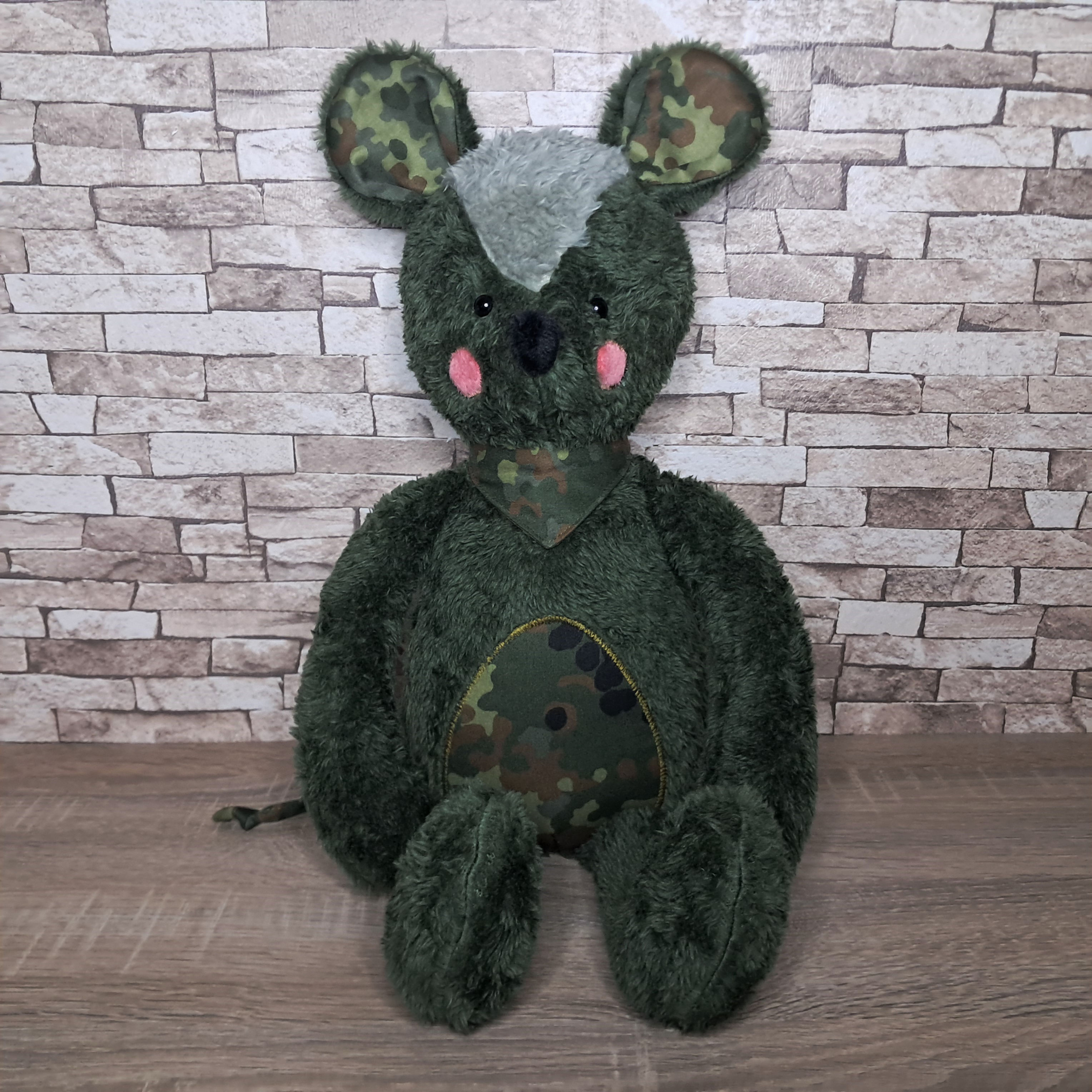 Maus Flecki, Flecktarn, Zottelflausch dunkelgrün