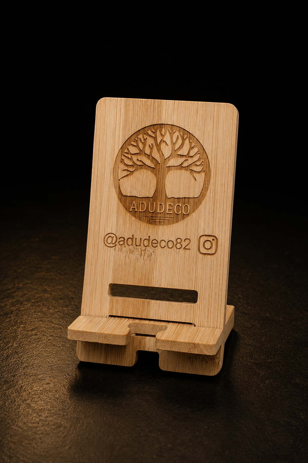 Miniatura: Soporte de bambú personalizado para móvil