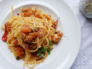 Linguine tonno, origano e pangrattato