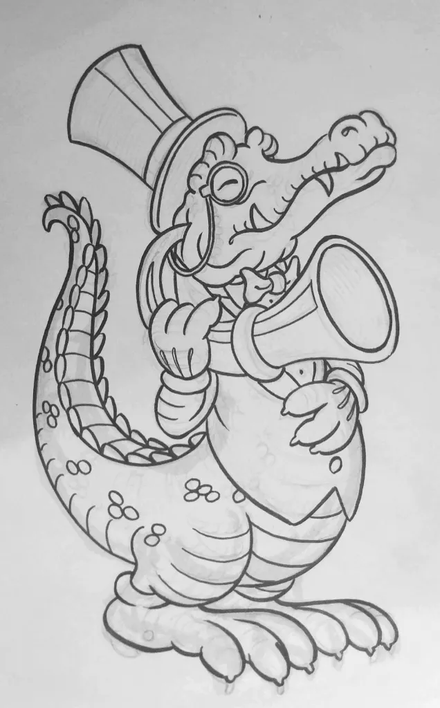 Deaf Crocodile Logo Sketch by Brian Level