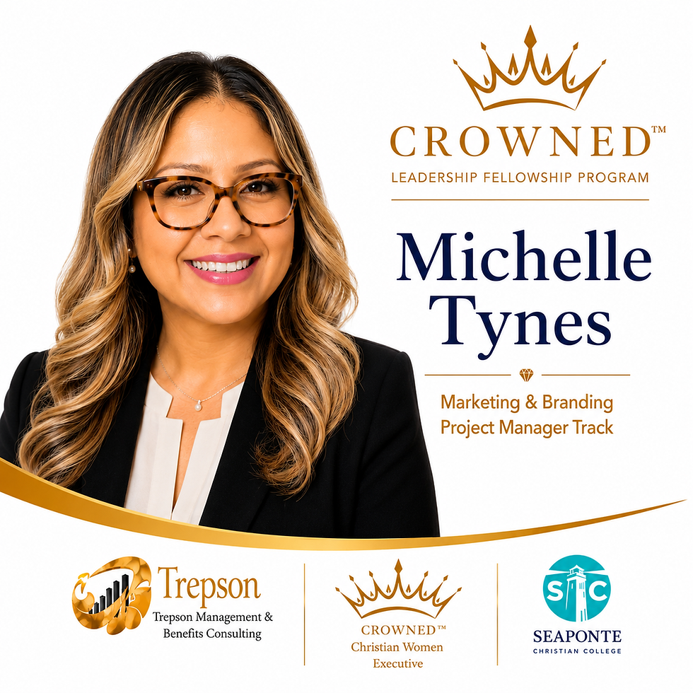 In partnership with Seapointe Christian College, we are honored to welcome Michelle (Jimenez-Correa) Tynes to the Crowned Leadership Fellowship Program as our Marketing & Branding Project Manager Fellow.