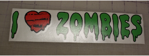 I heart Zombies dripping slime art stick