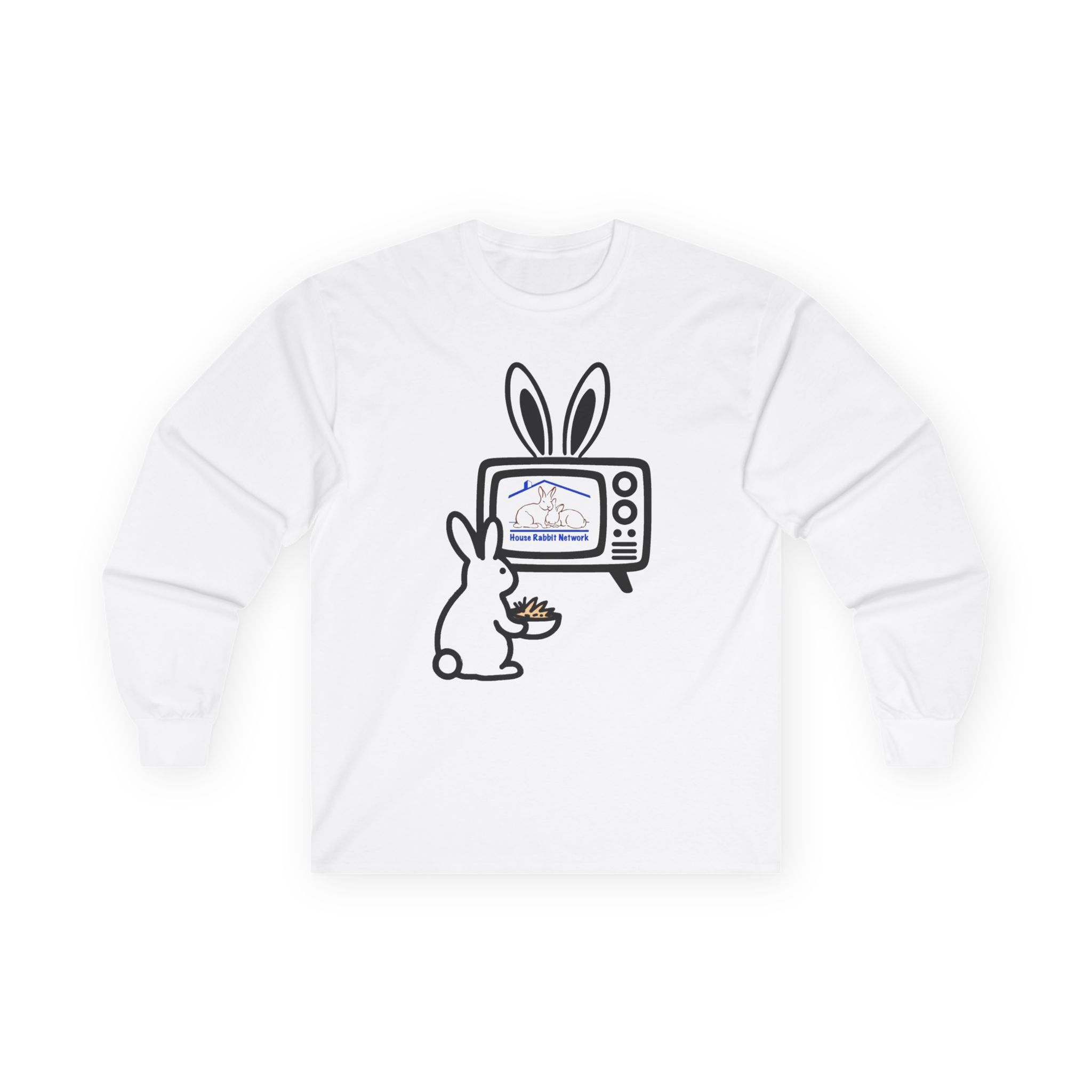 House Rabbit Network Rabbit Watching Retro TV Long Sleeve Tee