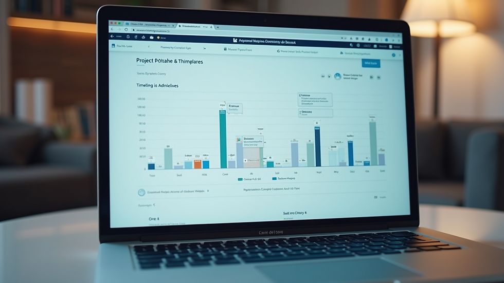 Close-up view of a project timeline displayed on a laptop screen with milestone markers