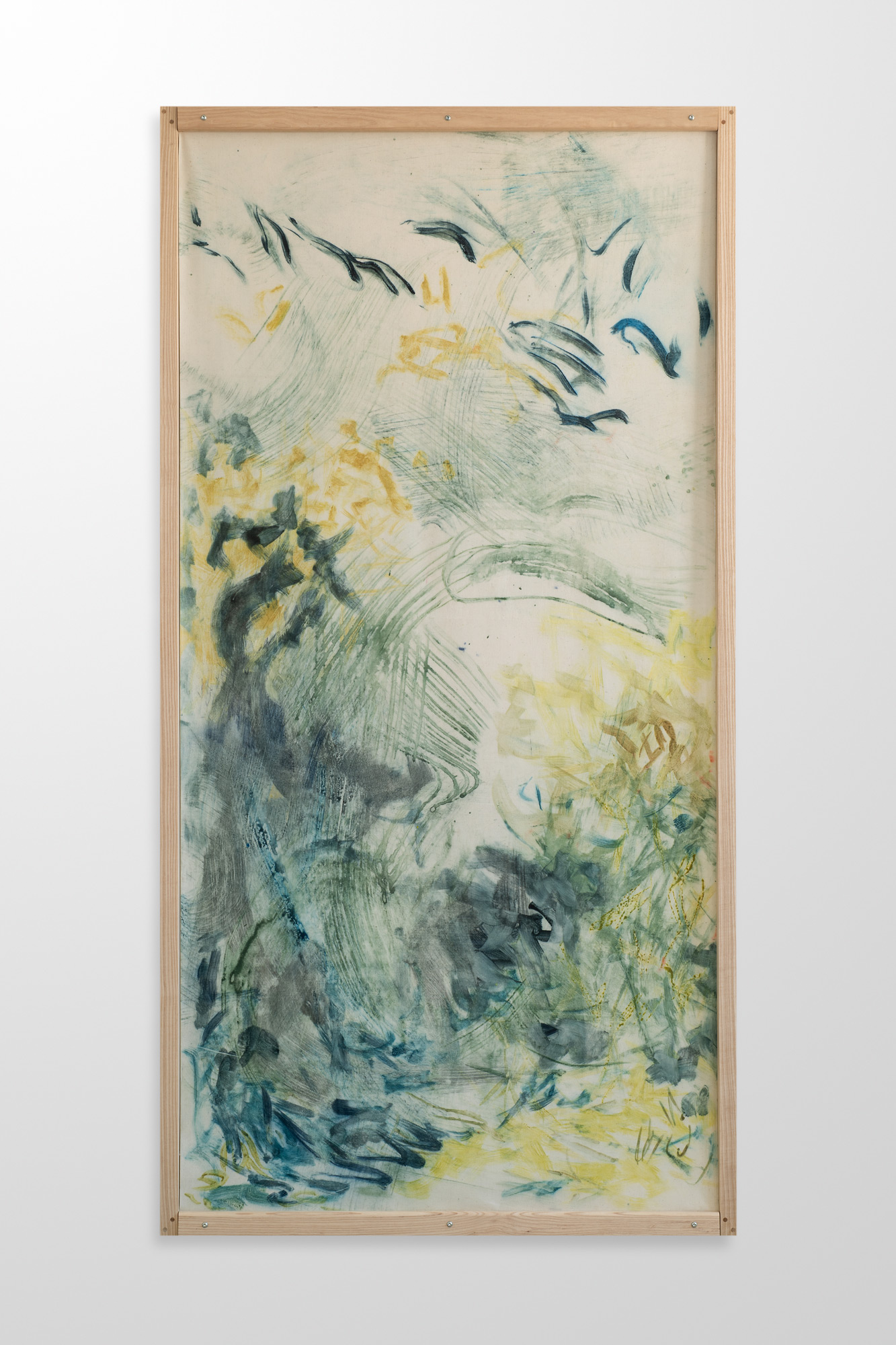 Amber Moir
Only the River IV, 2022
Pitch-rolled monotype and colour pencil on sized calico
209 x 107 cm