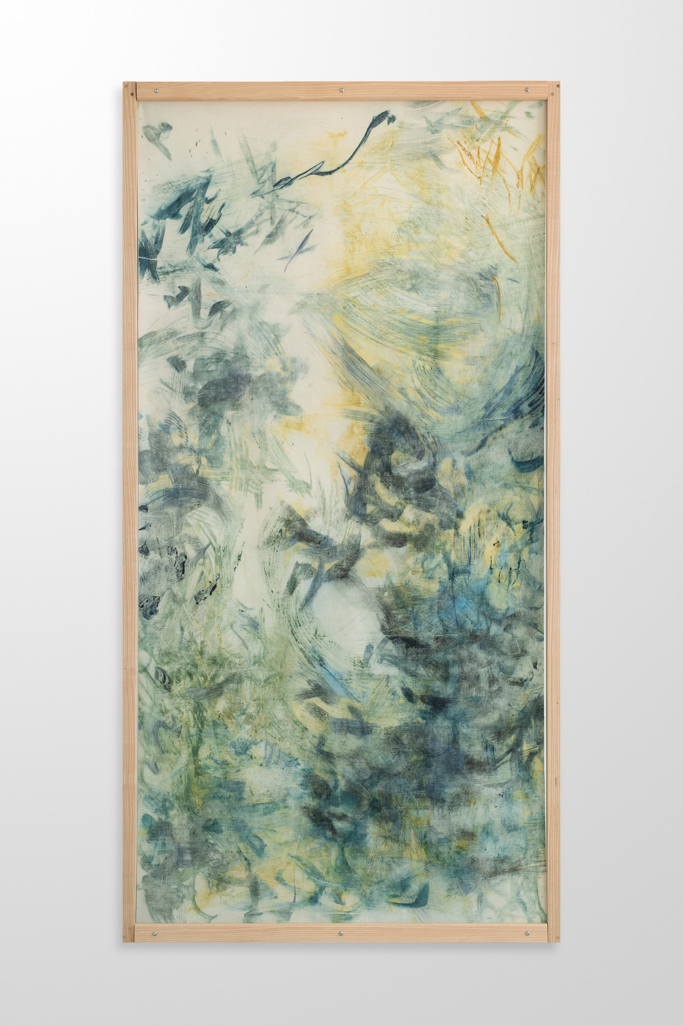 Amber Moir
Only the River II, 2022
Pitch-rolled monotype and colour pencil on sized calico
209 x 107 cm