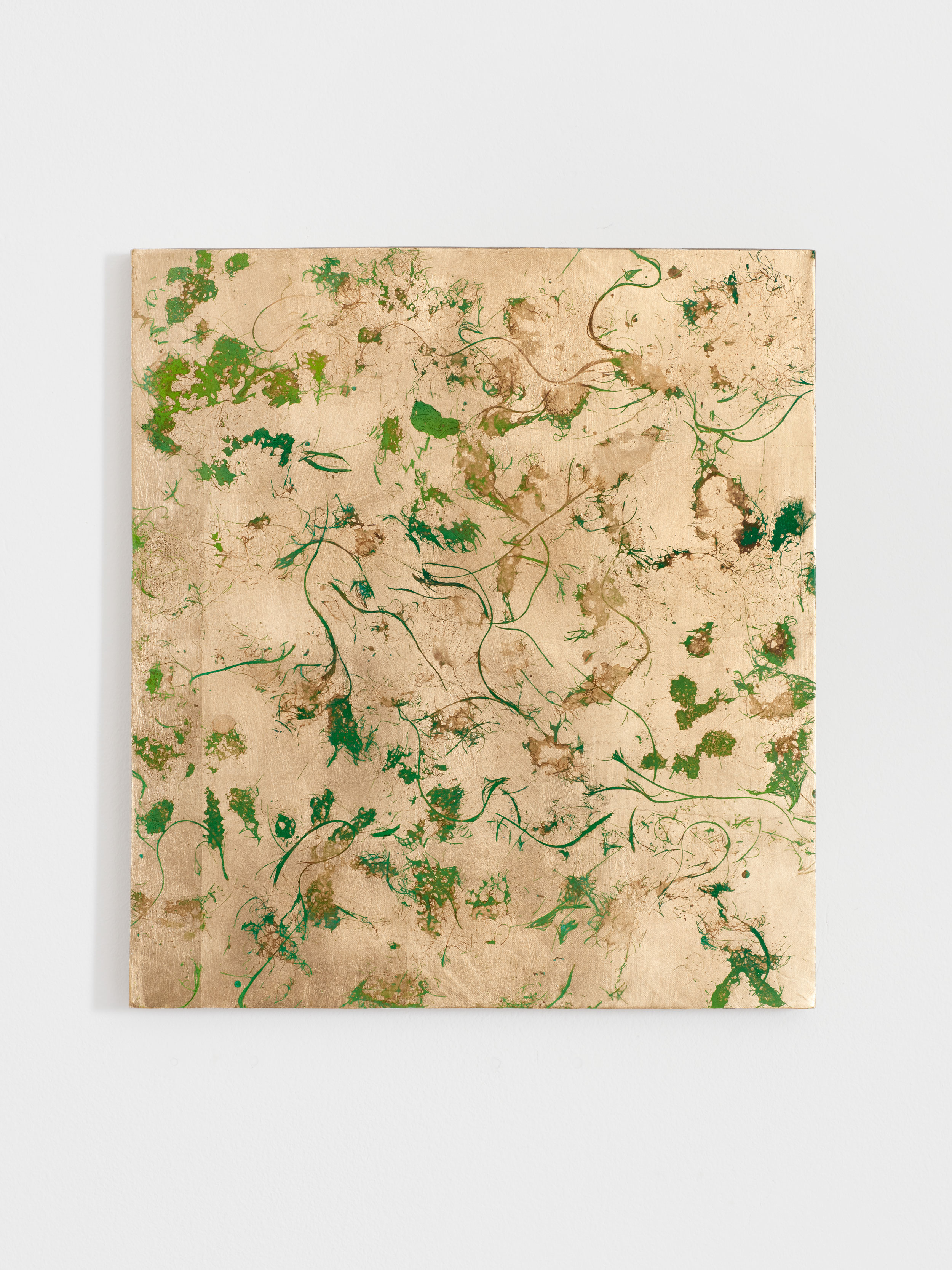 Pierre Vermeulen | Always | 2023 | Gold leaf imitate, sweat, acrylic, shellac on Belgian linen | 45 x 50 cm