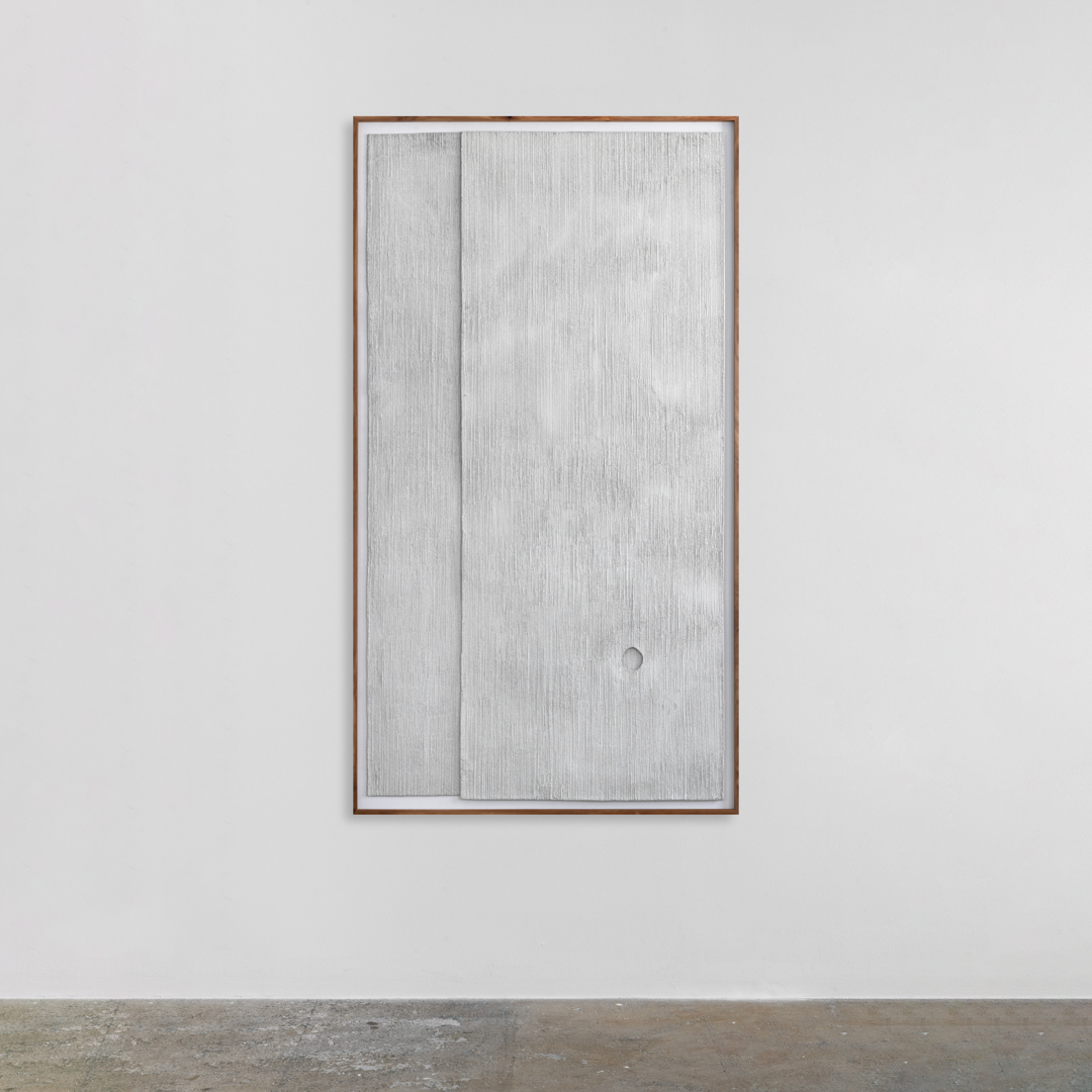 Bella Knemeyer
Pink noise sounds like a waterfall
2023
Mulched paper with pigments and a handful of plaster
184 x 102 x 6 cm