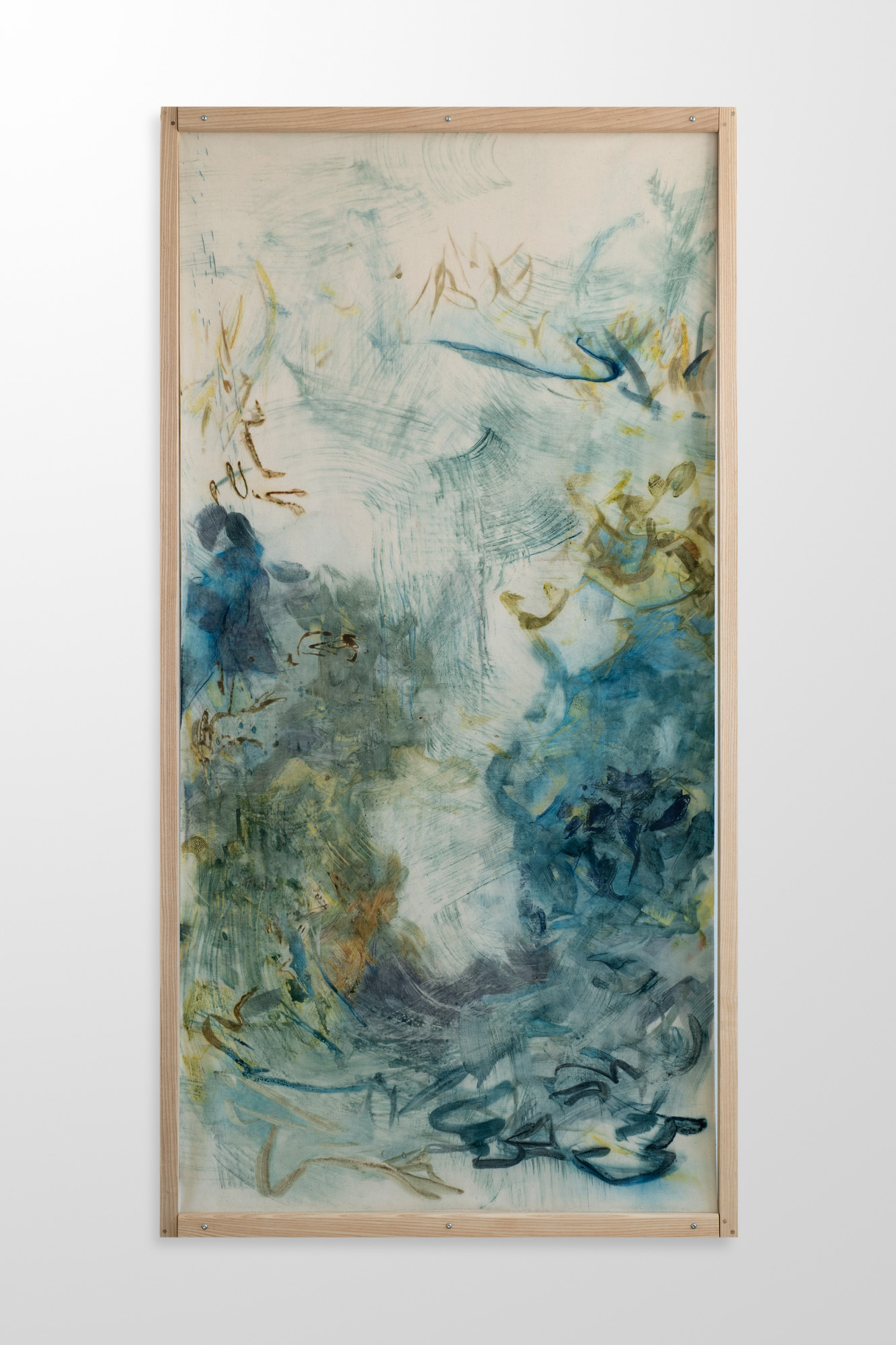 Amber Moir
Only the River I, 2022
Pitch-rolled monotype and colour pencil on sized calico
209 x 107 cm