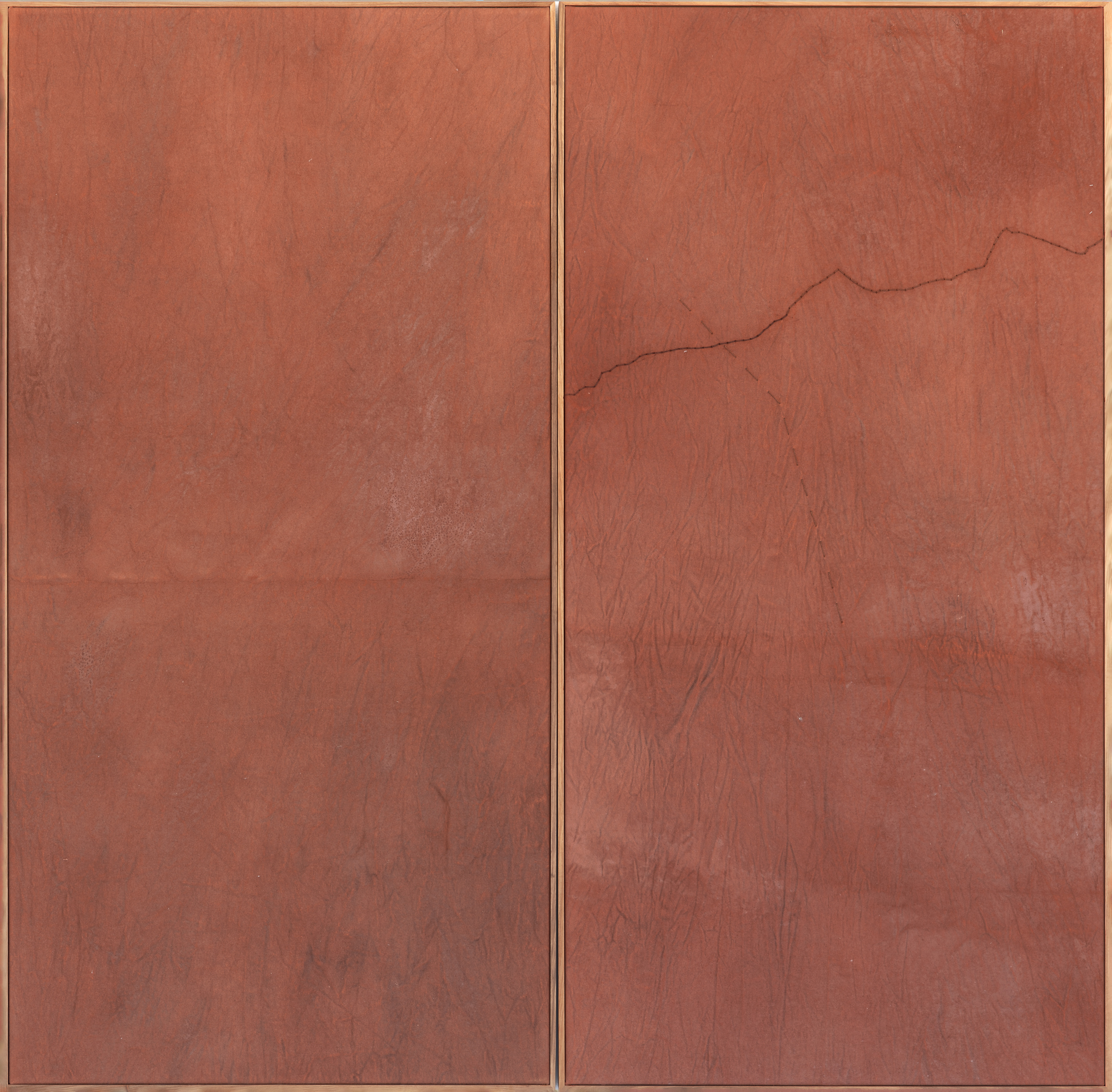 Inga Somdyala
Pray Ye That Your Flight Be Not In The Winter
2023
Red Oxide and Wax Thread on Canvas
138 x 141 cm