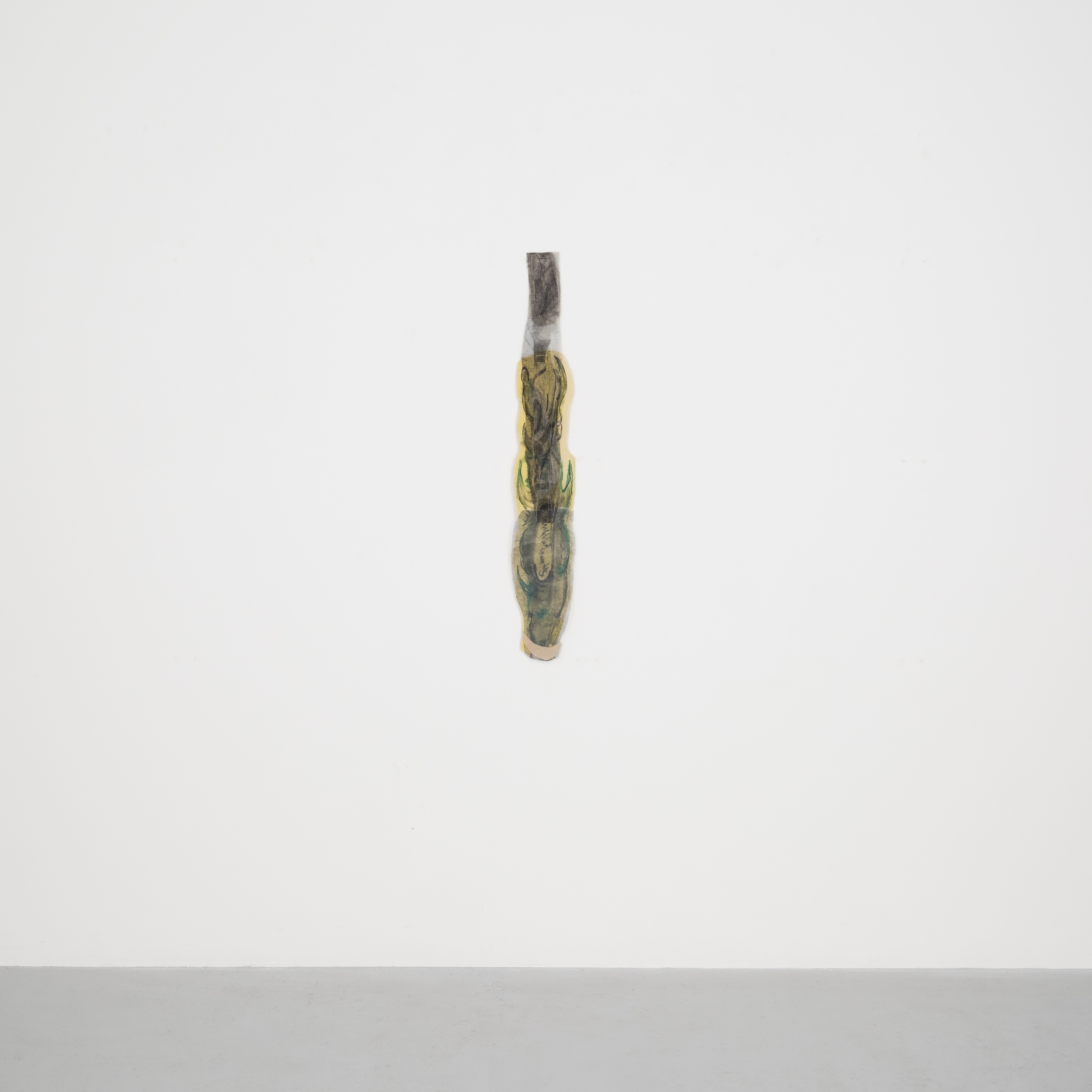 Jeanne Gaigher
mind, middle, sensations
choking with expectation
how could things be otherwise
a world evolving according to it’s own rhythms responsive life
a sequence from the back to the front
(6)
2023
Acrylic, ink, watercolour, scrim, raw canvas and thread
112 x 17.5 cm