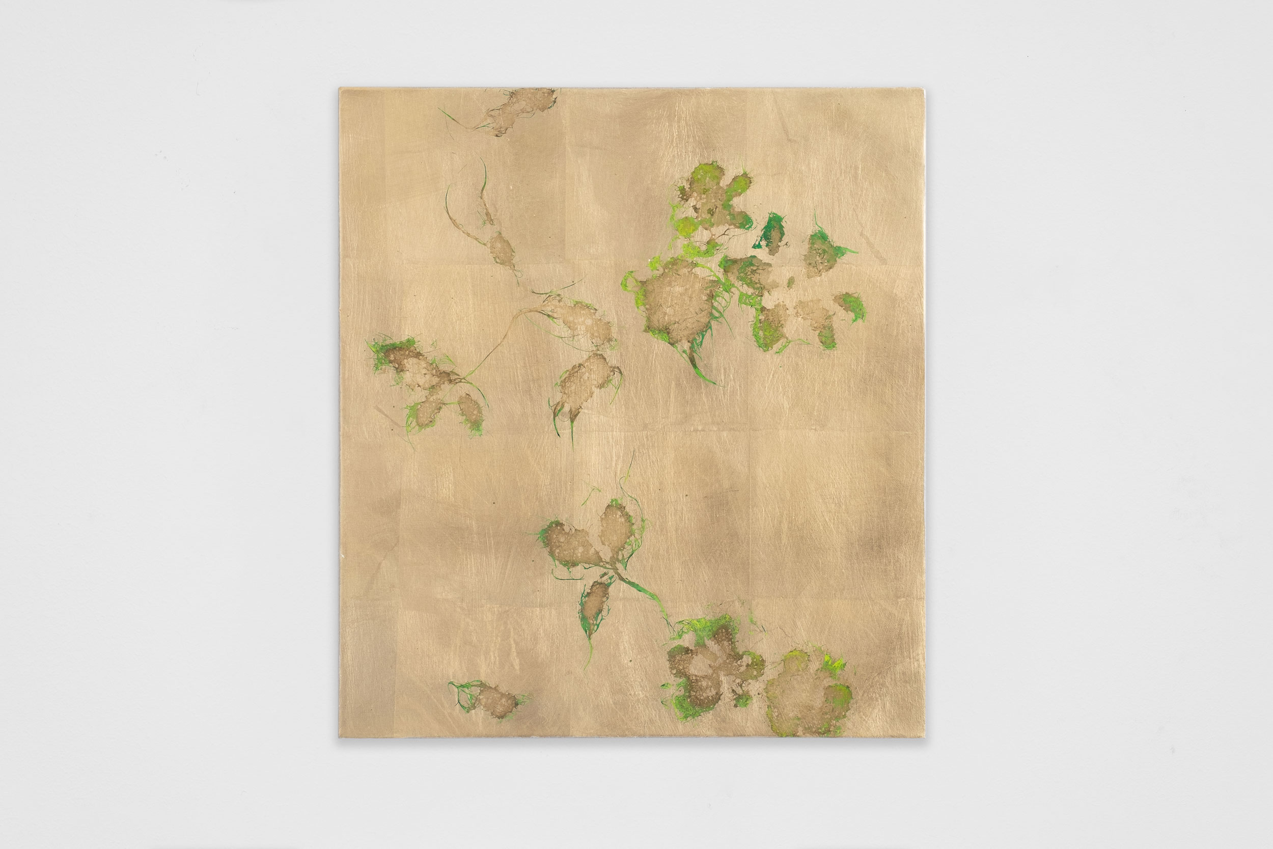 Pierre Vermeulen | Heart | 2023 | Gold leaf imitate, sweat, acrylic, shellac on Belgian linen | 45 x 50 cm