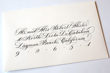 flourished copperplate calligraphy wedding invitation envelope addressing