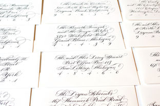 Wedding invitation envelope addressing in classic flourished copperplate calligraphy