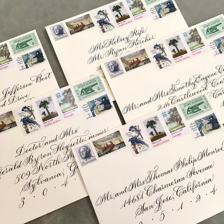 calligraphy envelope addressing and vintage postage stamps