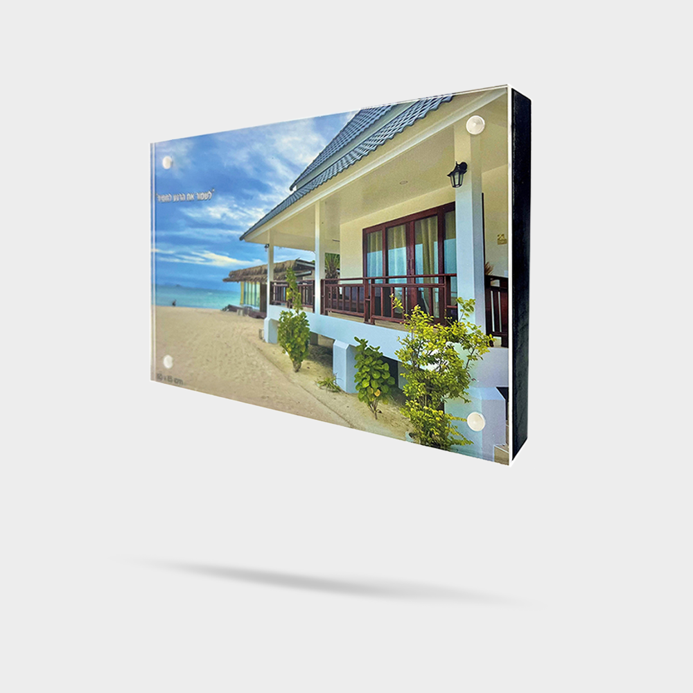 בלוק תמונות בסיס שחור - חזית אקרילית שקופה ועבה בשיטת מגנט בגדלים שונים