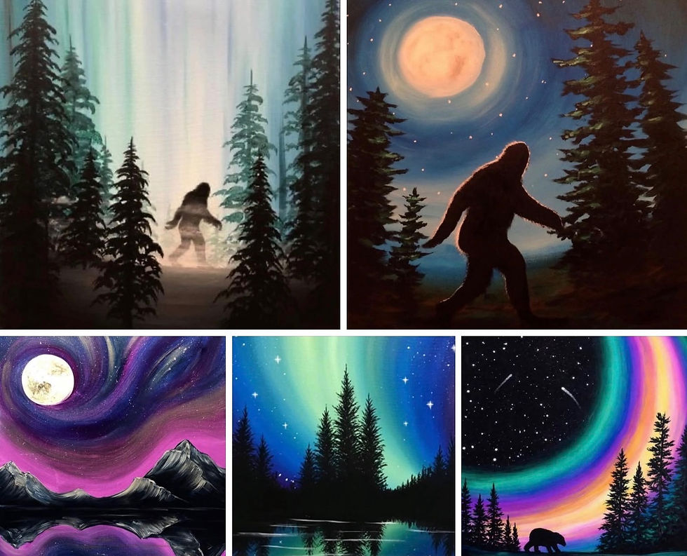 Sasquatch and Northern Lights Paint Night