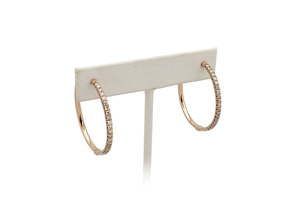 Thumbnail: Gabriel & Co 1.00 CT Diamond 14K Rose Gold Hoop Earrings