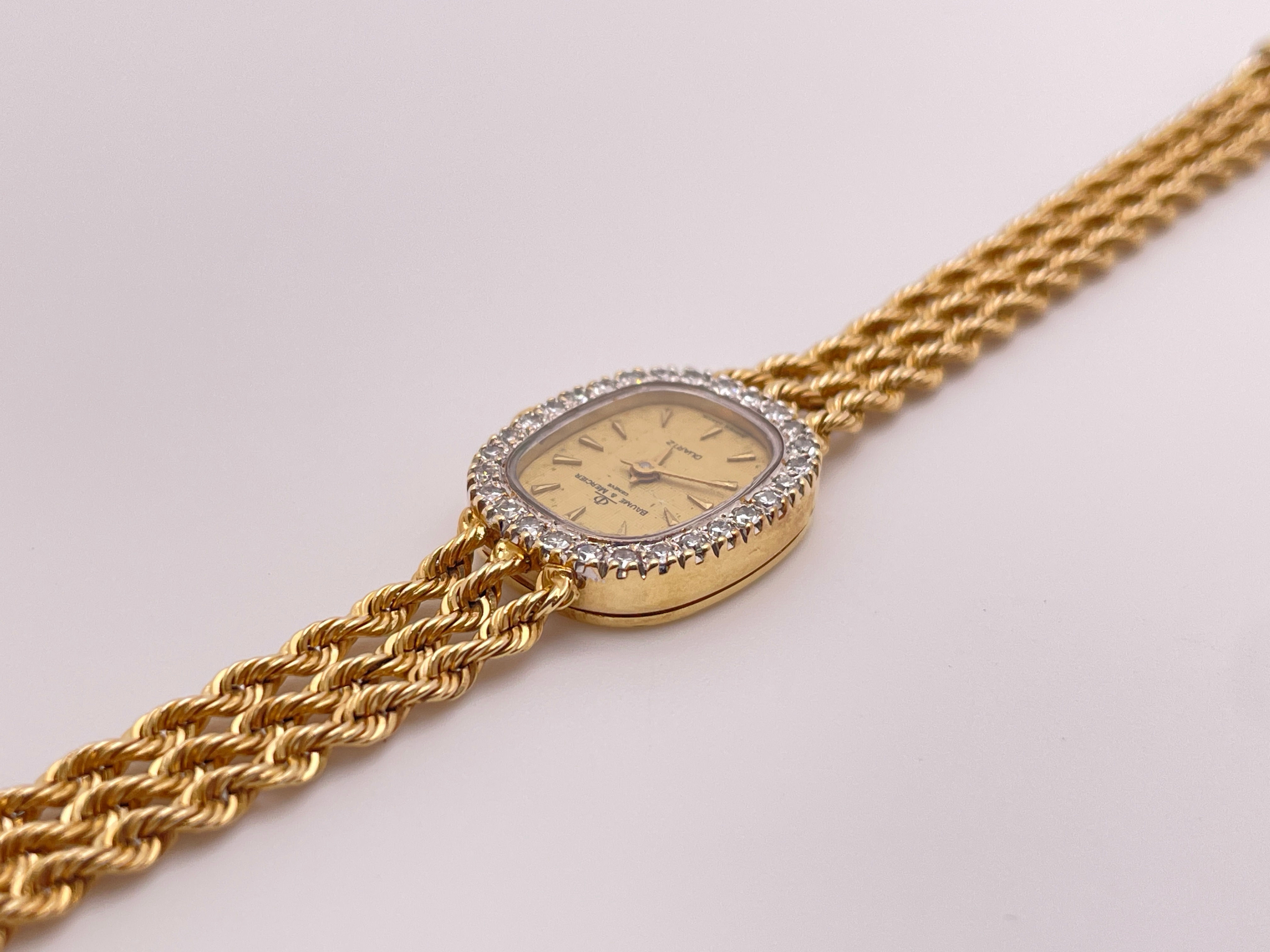 Baume & Mercier Geneve 14K Yellow Gold Diamond Vintage Ladies Watch