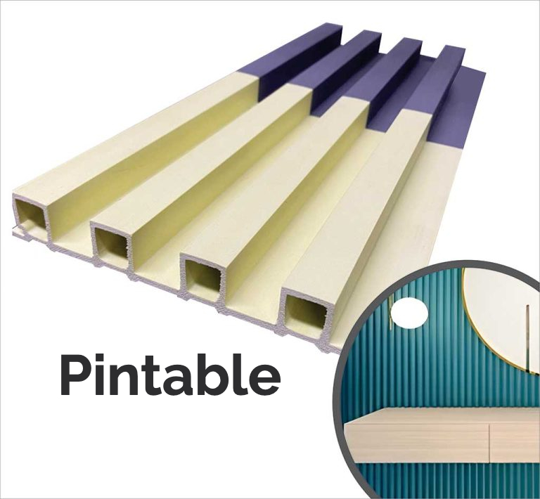 Piso Revestimiento Interior Línea lambrín panel corrugado WPC Pintable en Neutro de la marca Pianovo