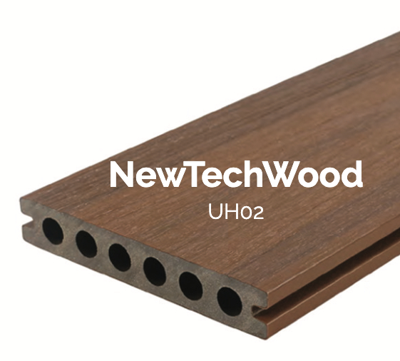 Piso Deck sintético Línea UH02 Walnut en Estilo Nogal de la marca NewTechWood