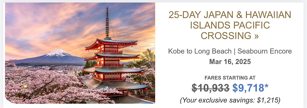 25-Day Japan & Hawaiian Islands Pacific Crossing