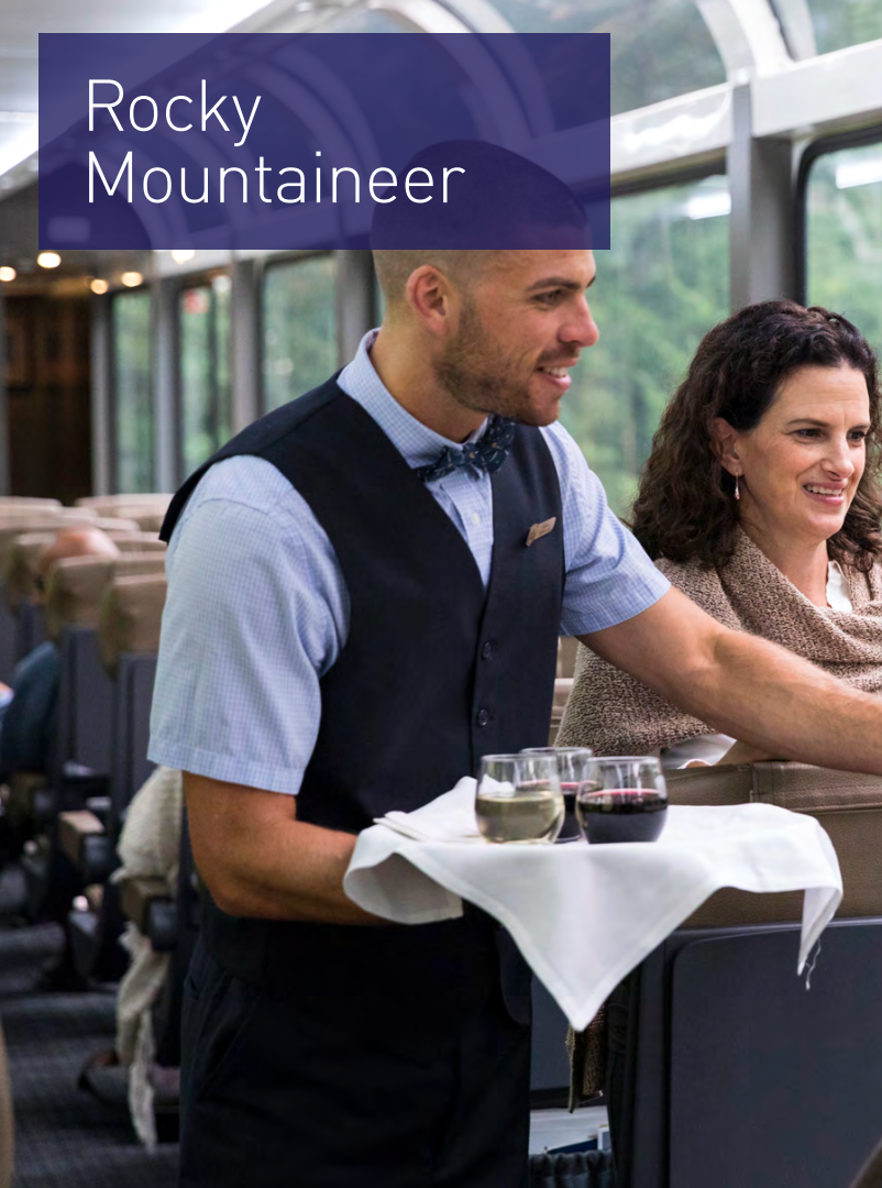 Servering wine on the Rocky Mountaineer