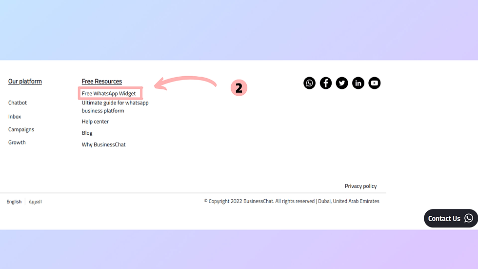 click on the widget builder page