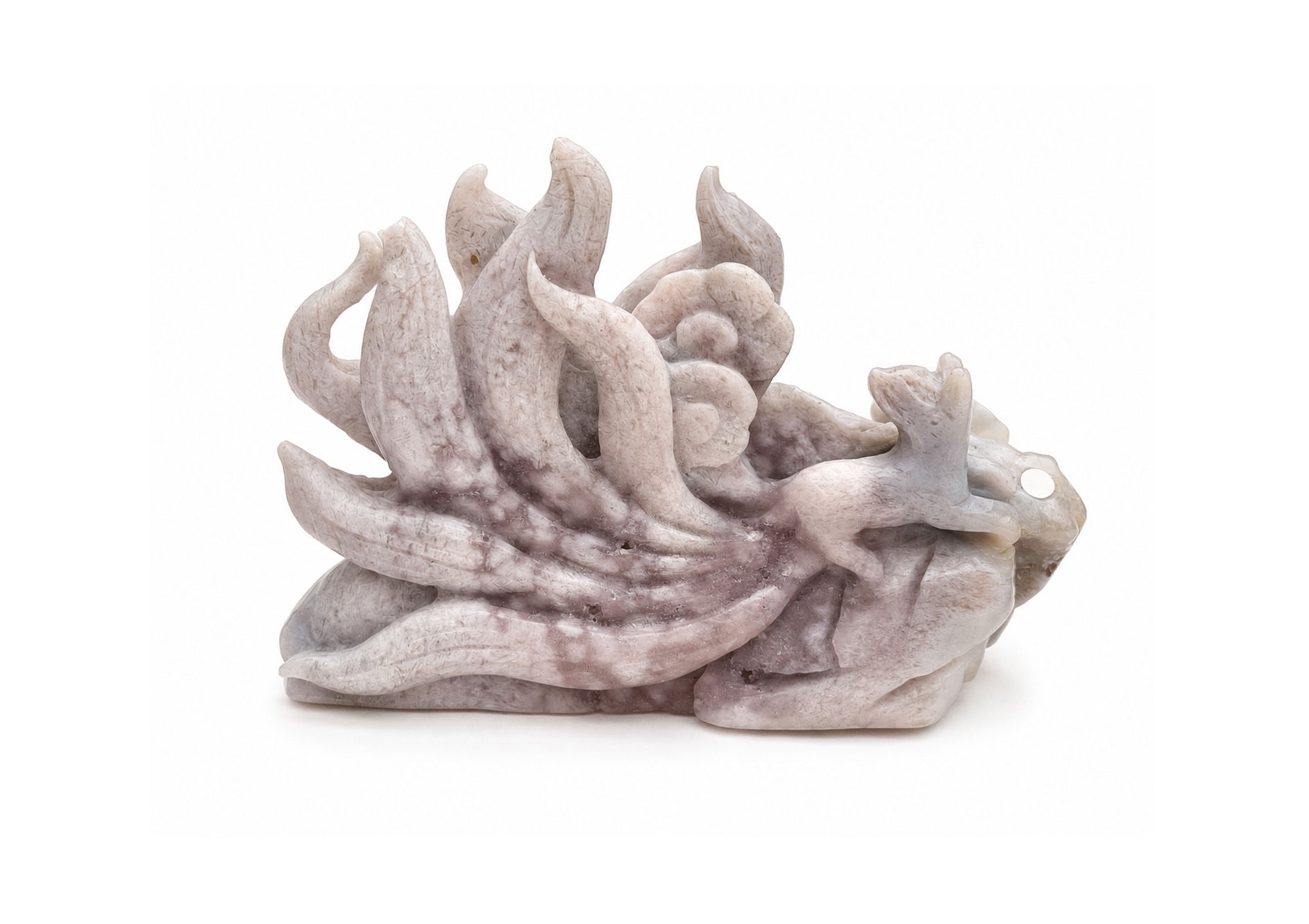 Pink Ametyst 9tail Fox Carving