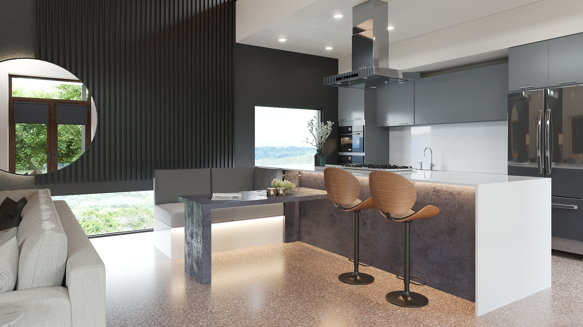 Kitchen interior with the  Black Wall