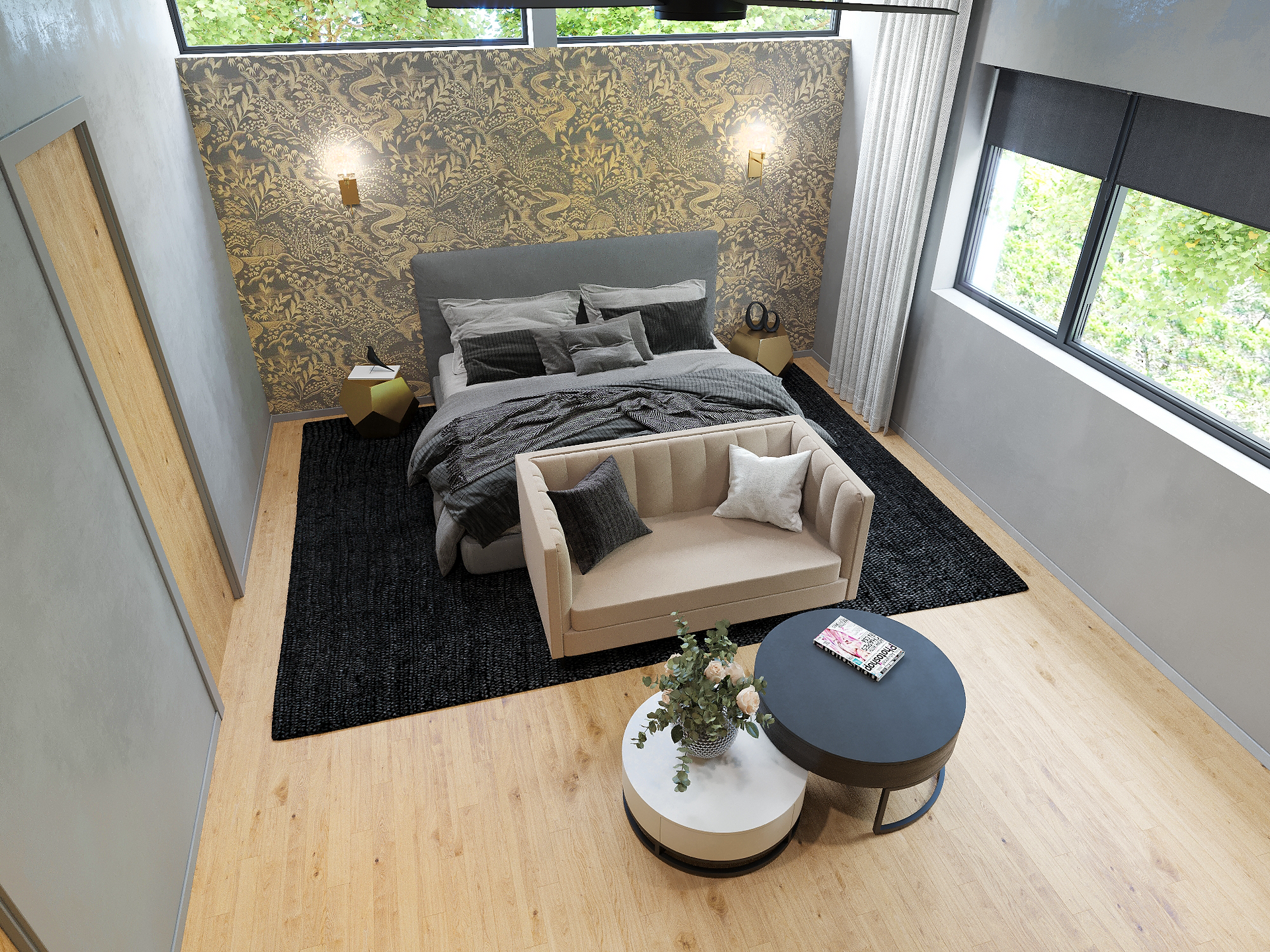 Master Bedroom Interior With the Wallpapers